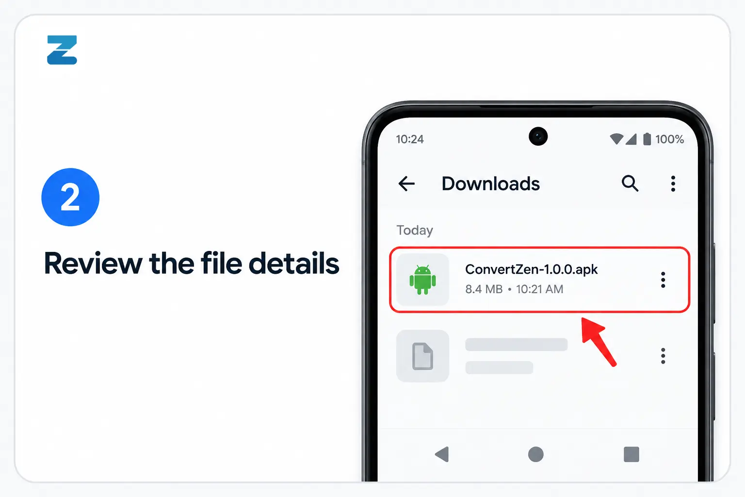 ConvertZen Android installation step 2