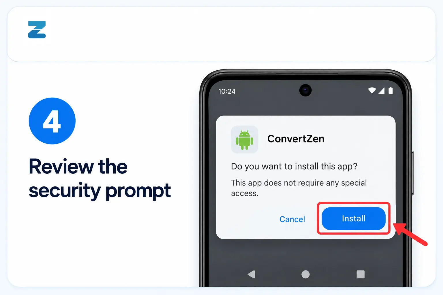 ConvertZen Android installation step 4