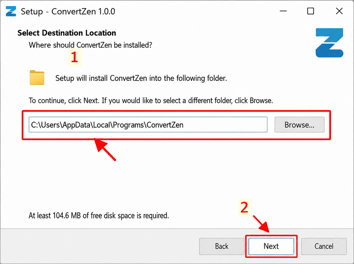 ConvertZen Windows installation step 5